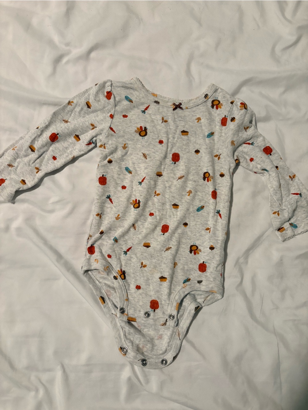 Carter's Light Gray Long-Sleeve Baby Tee with Fall Prints